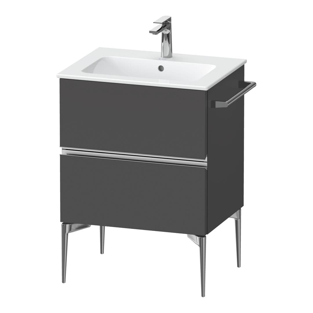 Duravit Sivida – Έπιπλο Νιπτήρα – 610 mm, 2 συρτάρια, νιπτήρας κέντρο, 610 x 477 x 591 mm, Chrome Glossy – Graphite Matt, Decor (SV4643010490000)