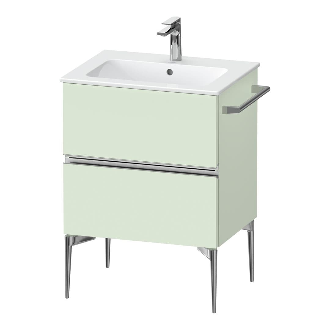 Duravit Sivida – Έπιπλο Νιπτήρα – 610 mm, 2 συρτάρια, νιπτήρας κέντρο, 610 x 477 x 591 mm, Chrome Glossy – Pale Green Matt, Decor (SV4643010HH0000)