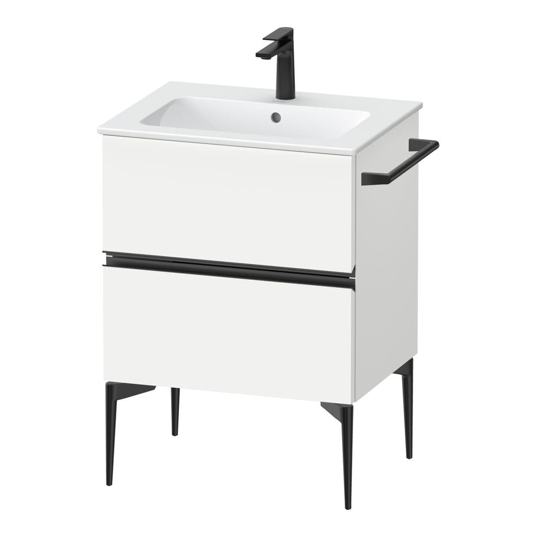 Duravit Sivida – Έπιπλο Νιπτήρα – 610 mm, 2 συρτάρια, νιπτήρας κέντρο, 610 x 477 x 591 mm, Diamond black Matt – White Matt, Decor (SV46430BD180000)