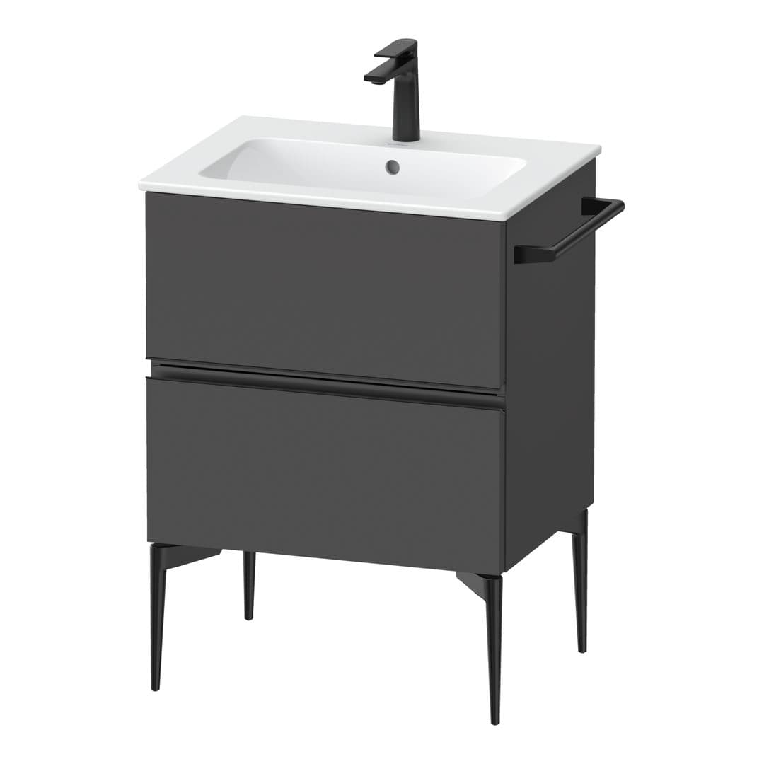 Duravit Sivida – Έπιπλο Νιπτήρα – 610 mm, 2 συρτάρια, νιπτήρας κέντρο, 610 x 477 x 591 mm, Diamond black Matt – Graphite Matt, Decor (SV46430BD490000)