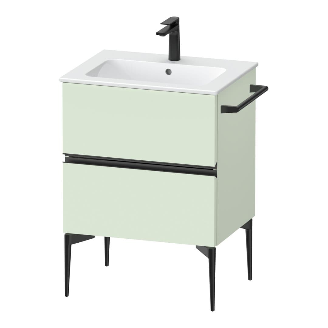 Duravit Sivida – Έπιπλο Νιπτήρα – 610 mm, 2 συρτάρια, νιπτήρας κέντρο, 610 x 477 x 591 mm, Diamond black Matt – Pale Green Matt, Decor (SV46430BDHH0000)