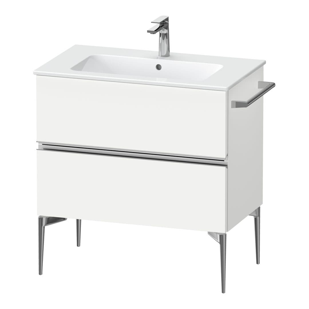 Duravit Sivida – Έπιπλο Νιπτήρα – 810 mm, 2 συρτάρια, νιπτήρας κέντρο, 810 x 477 x 591 mm, Chrome Glossy – White Matt, Decor (SV4644010180000)