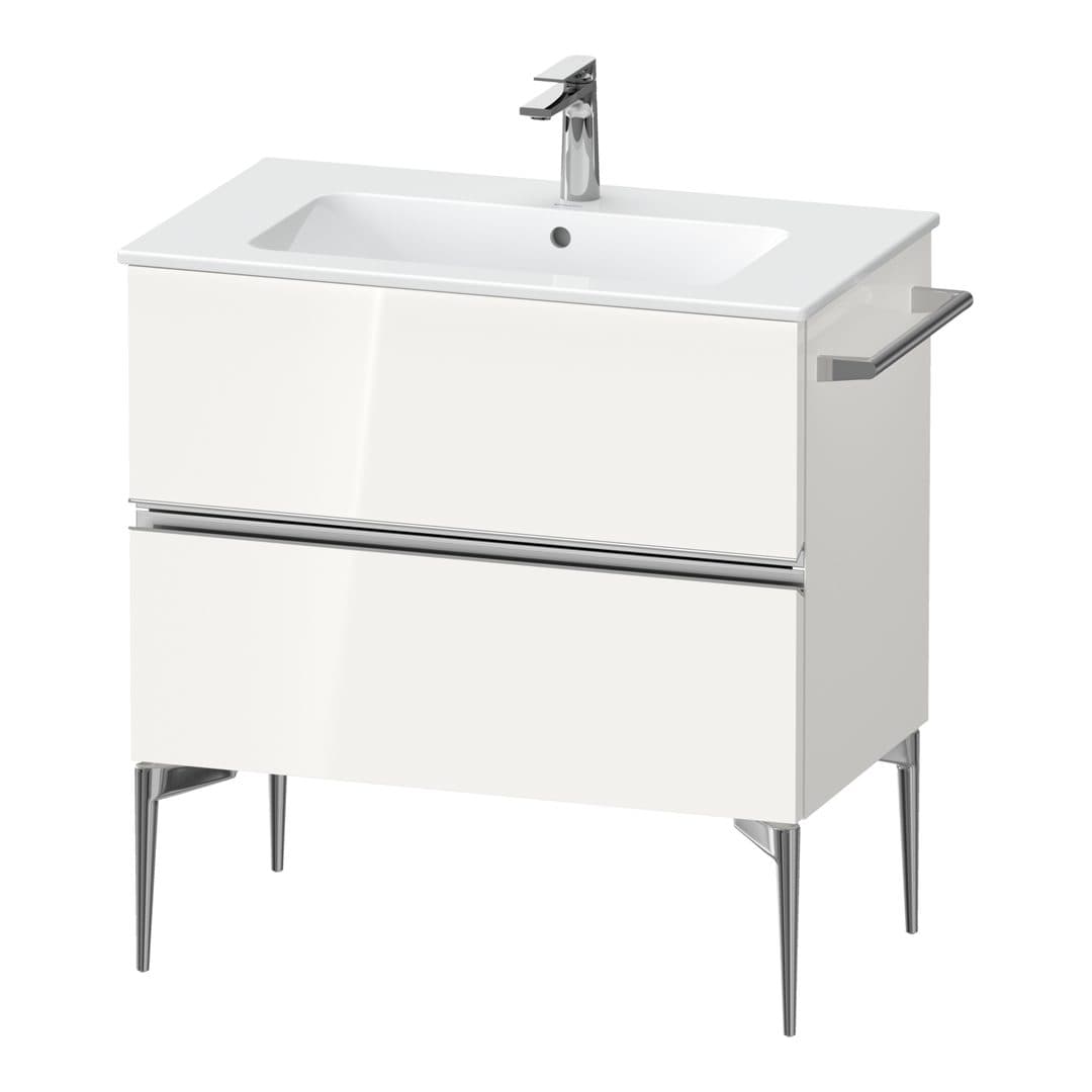 Duravit Sivida – Έπιπλο Νιπτήρα – 810 mm, 2 συρτάρια, νιπτήρας κέντρο, 810 x 477 x 591 mm, Chrome Glossy – White High Gloss, Decor (SV4644010220000)