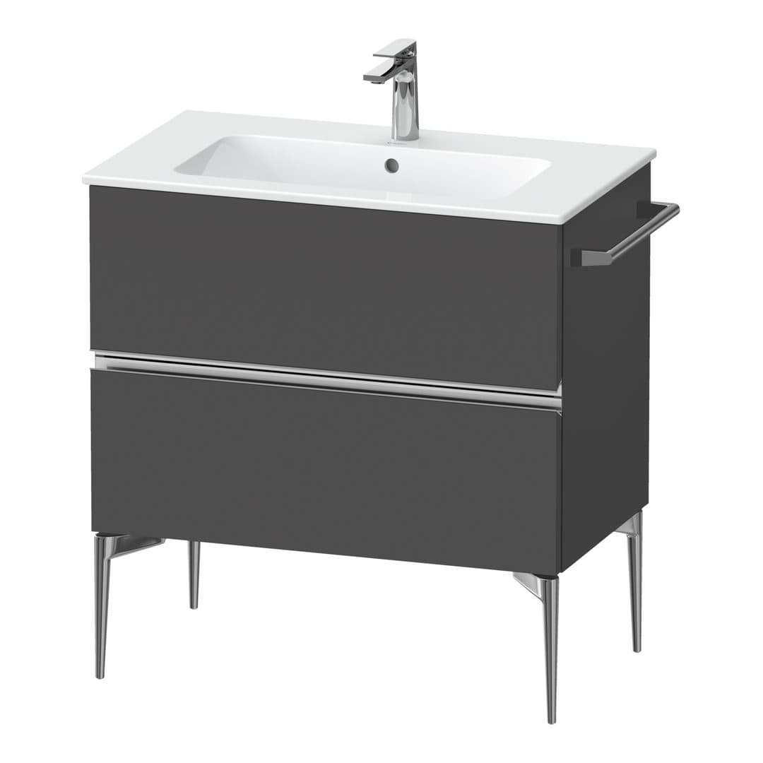 Duravit Sivida – Έπιπλο Νιπτήρα – 810 mm, 2 συρτάρια, νιπτήρας κέντρο, 810 x 477 x 591 mm, Chrome Glossy – Graphite Matt, Decor (SV4644010490000)