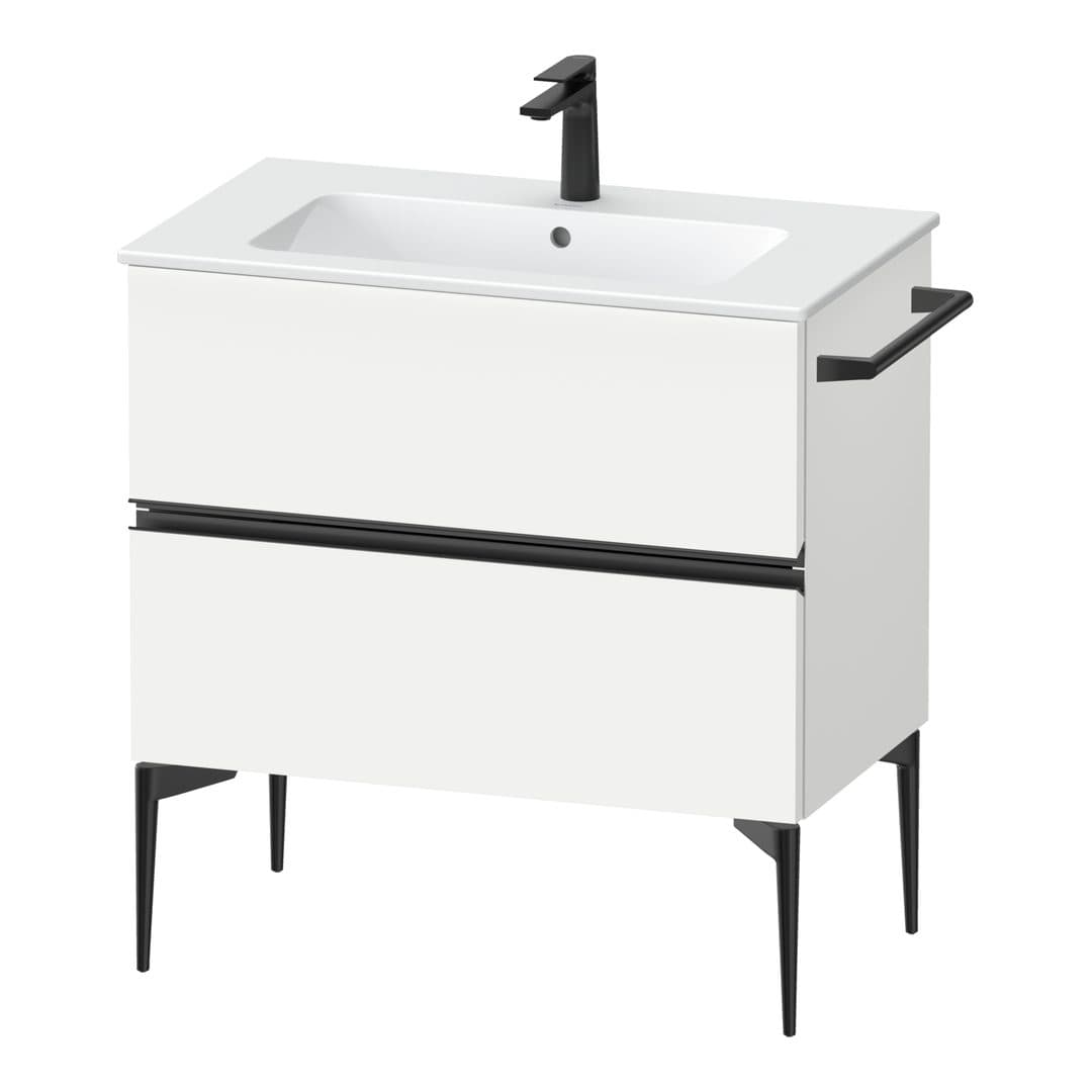 Duravit Sivida – Έπιπλο Νιπτήρα – 810 mm, 2 συρτάρια, νιπτήρας κέντρο, 810 x 477 x 591 mm, Diamond black Matt – White Matt, Decor (SV46440BD180000)