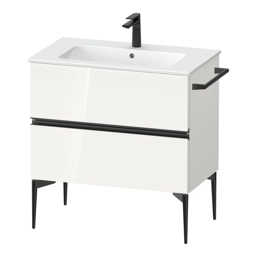 Duravit Sivida – Έπιπλο Νιπτήρα – 810 mm, 2 συρτάρια, νιπτήρας κέντρο, 810 x 477 x 591 mm, Diamond black Matt – White High Gloss, Decor (SV46440BD220000)