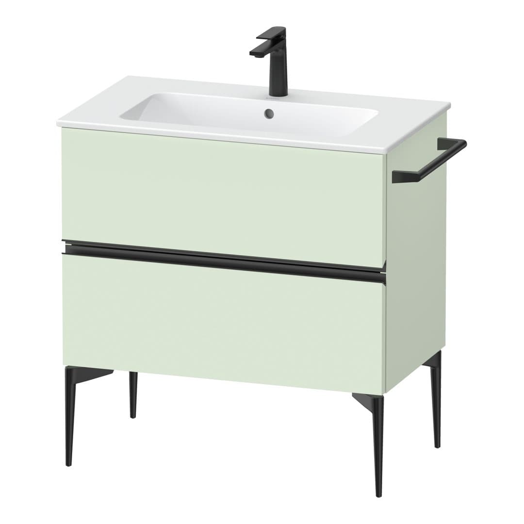 Duravit Sivida – Έπιπλο Νιπτήρα – 810 mm, 2 συρτάρια, νιπτήρας κέντρο, 810 x 477 x 591 mm, Diamond black Matt – Pale Green Matt, Decor (SV46440BDHH0000)