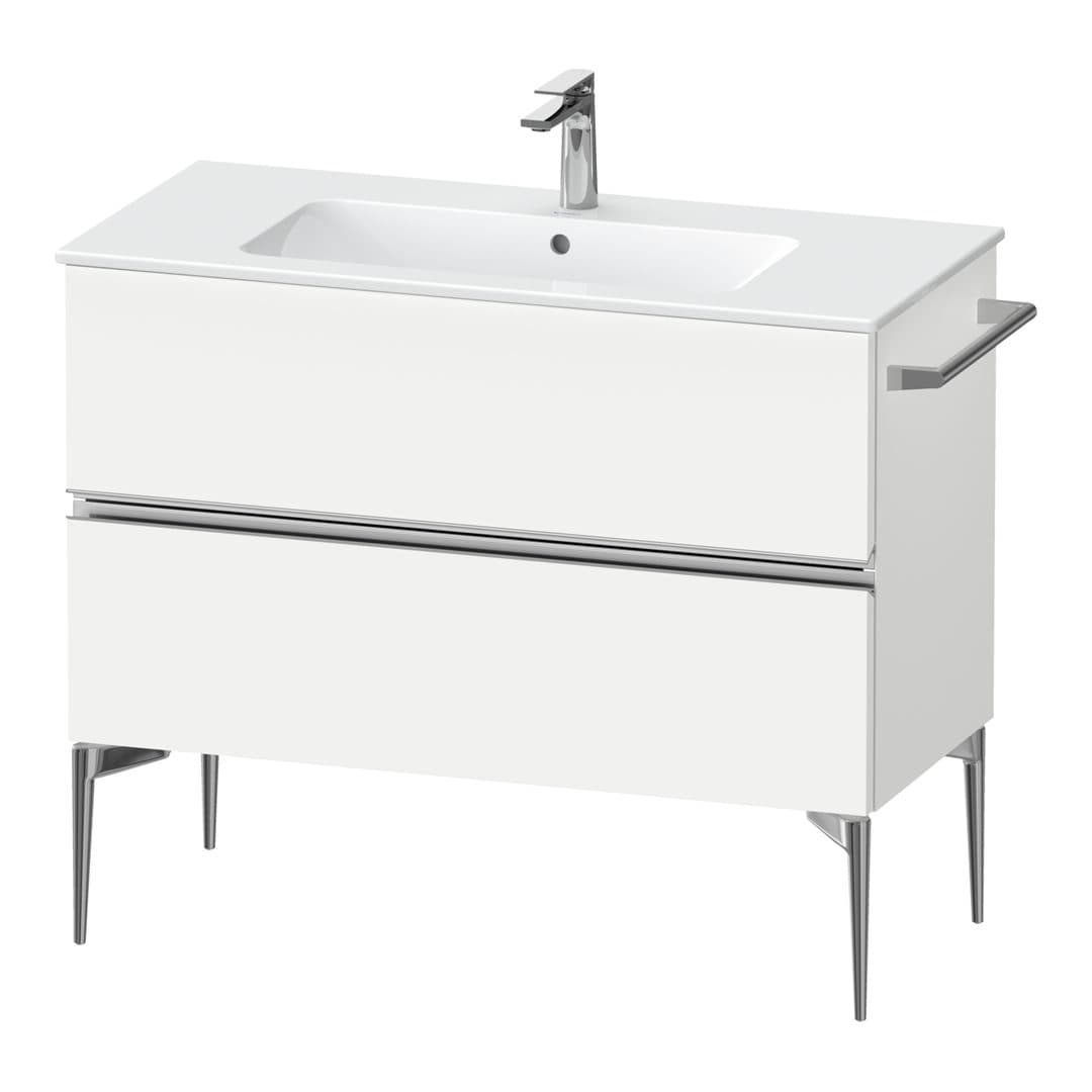 Duravit Sivida – Έπιπλο Νιπτήρα – 1010 mm, 2 συρτάρια, νιπτήρας κέντρο, 1010 x 477 x 591 mm, Chrome Glossy – White Matt, Decor (SV4645010180000)