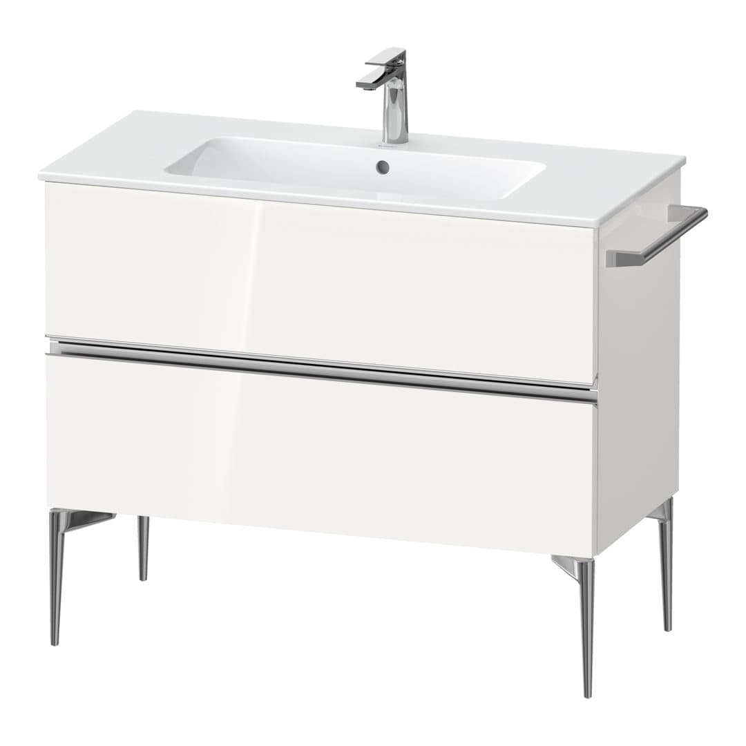 Duravit Sivida – Έπιπλο Νιπτήρα – 1010 mm, 2 συρτάρια, νιπτήρας κέντρο, 1010 x 477 x 591 mm, Chrome Glossy – White High Gloss, Decor (SV4645010220000)