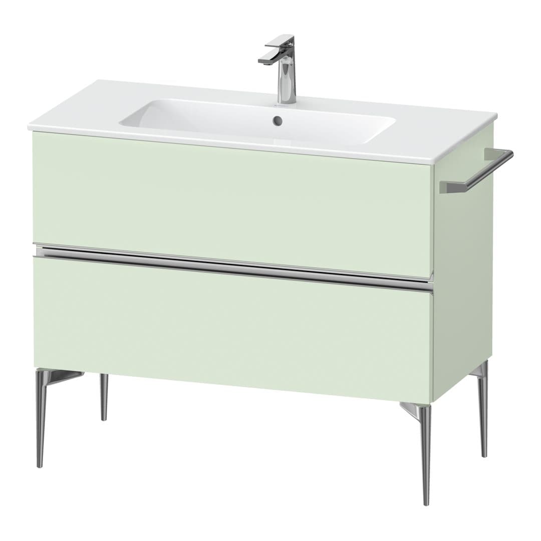 Duravit Sivida – Έπιπλο Νιπτήρα – 1010 mm, 2 συρτάρια, νιπτήρας κέντρο, 1010 x 477 x 591 mm, Chrome Glossy – Pale Green Matt, Decor (SV4645010HH0000)