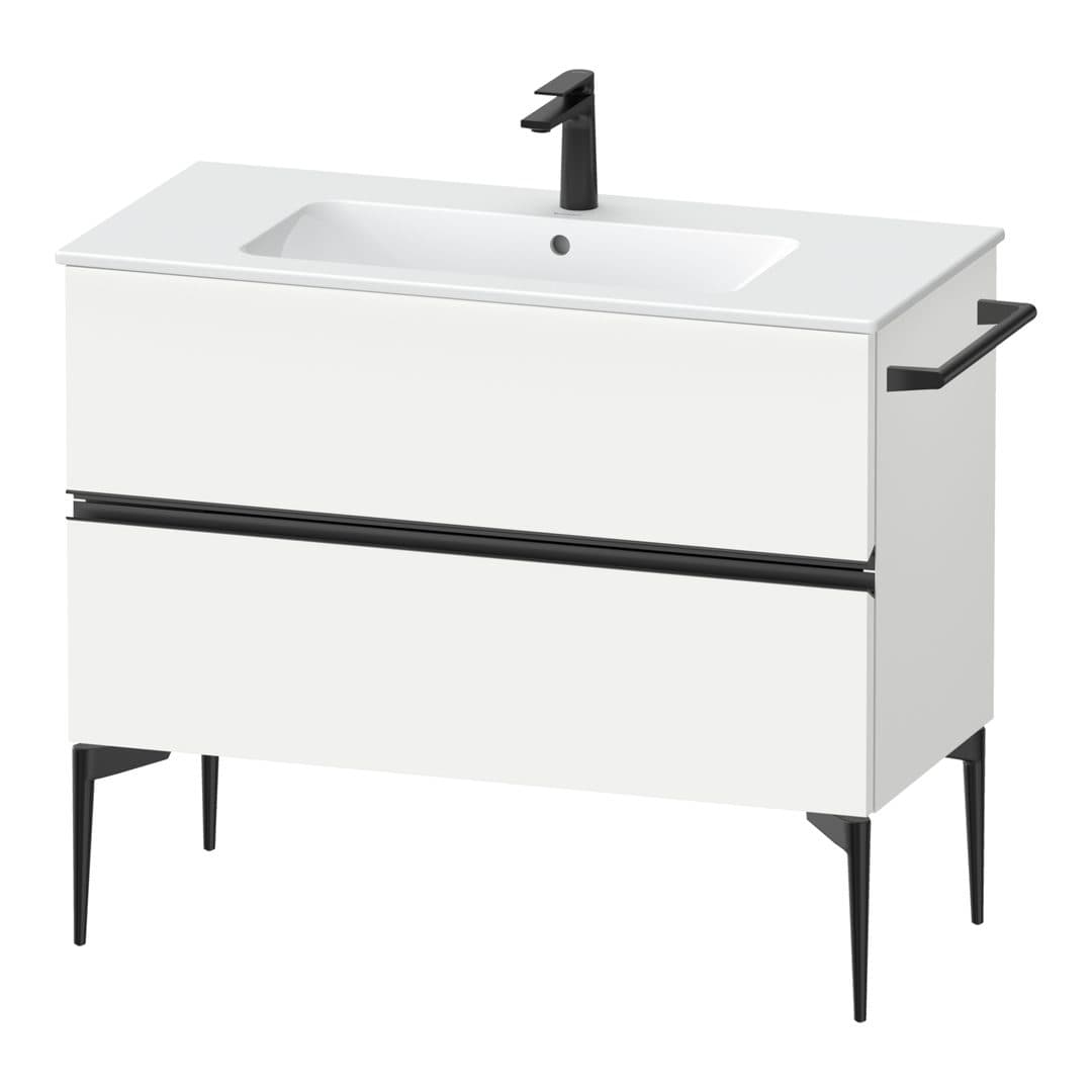 Duravit Sivida – Έπιπλο Νιπτήρα – 1010 mm, 2 συρτάρια, νιπτήρας κέντρο, 1010 x 477 x 591 mm, Diamond black Matt – White Matt, Decor (SV46450BD180000)