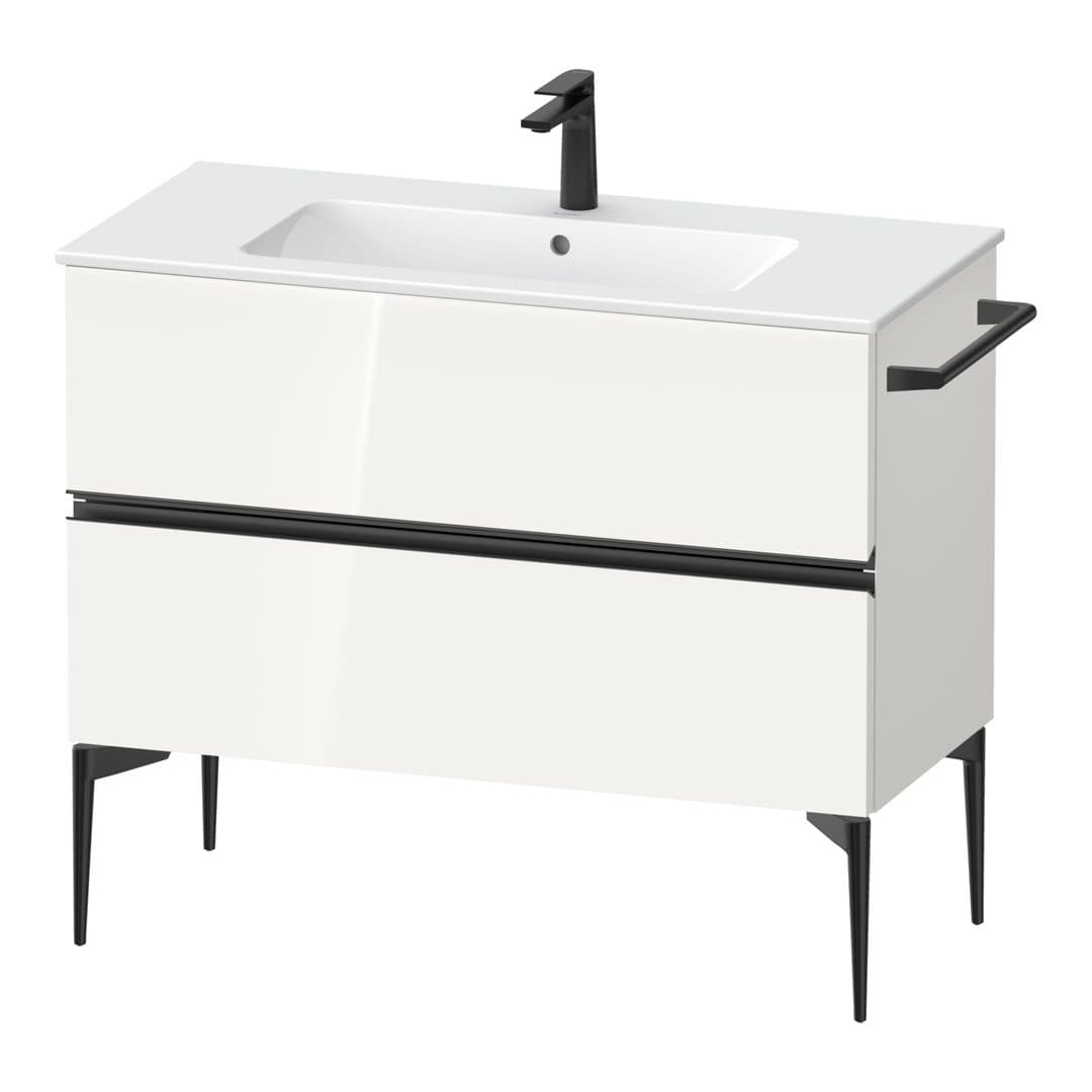 Duravit Sivida – Έπιπλο Νιπτήρα – 1010 mm, 2 συρτάρια, νιπτήρας κέντρο, 1010 x 477 x 591 mm, Diamond black Matt – White High Gloss, Decor (SV46450BD220000)