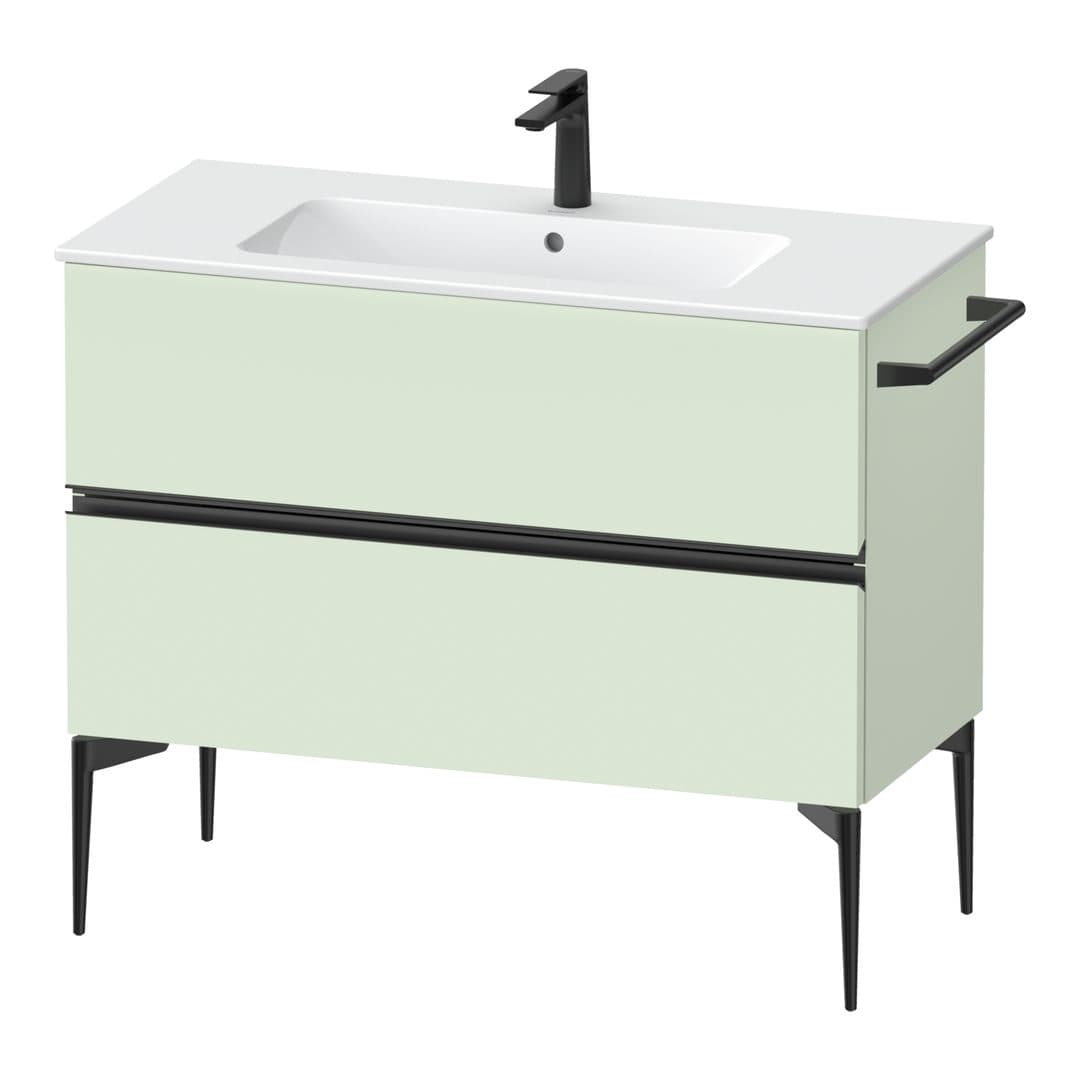 Duravit Sivida – Έπιπλο Νιπτήρα – 1010 mm, 2 συρτάρια, νιπτήρας κέντρο, 1010 x 477 x 591 mm, Diamond black Matt – Pale Green Matt, Decor (SV46450BDHH0000)