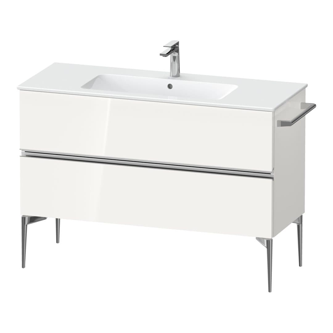 Duravit Sivida – Έπιπλο Νιπτήρα – 1210 mm, 2 συρτάρια, νιπτήρας κέντρο, 1210 x 477 x 591 mm, Chrome Glossy – White High Gloss, Decor (SV4646010220000)