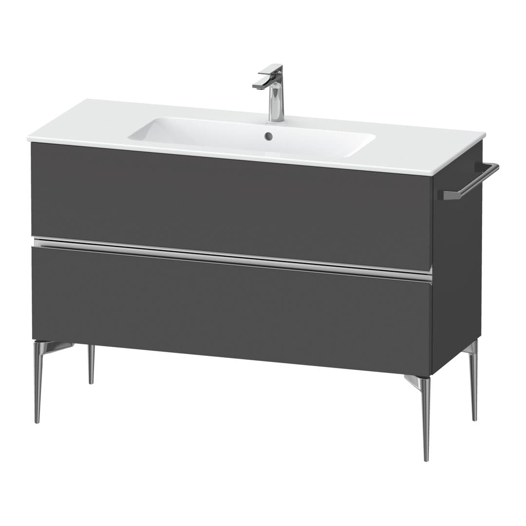 Duravit Sivida – Έπιπλο Νιπτήρα – 1210 mm, 2 συρτάρια, νιπτήρας κέντρο, 1210 x 477 x 591 mm, Chrome Glossy – Graphite Matt, Decor (SV4646010490000)