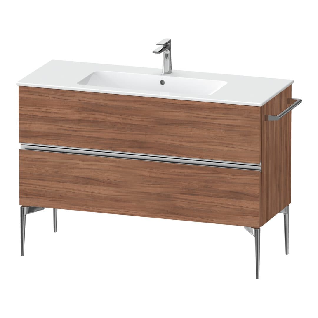 Duravit Sivida – Έπιπλο Νιπτήρα – 1210 mm, 2 συρτάρια, νιπτήρας κέντρο, 1210 x 477 x 591 mm, Chrome Glossy – Walnut Matt, Decor (SV4646010790000)