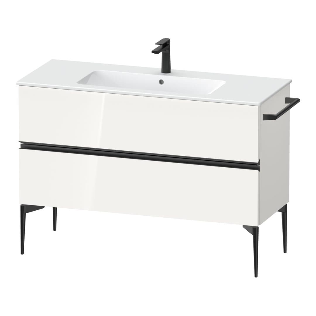 Duravit Sivida – Έπιπλο Νιπτήρα – 1210 mm, 2 συρτάρια, νιπτήρας κέντρο, 1210 x 477 x 591 mm, Diamond black Matt – White High Gloss, Decor (SV46460BD220000)