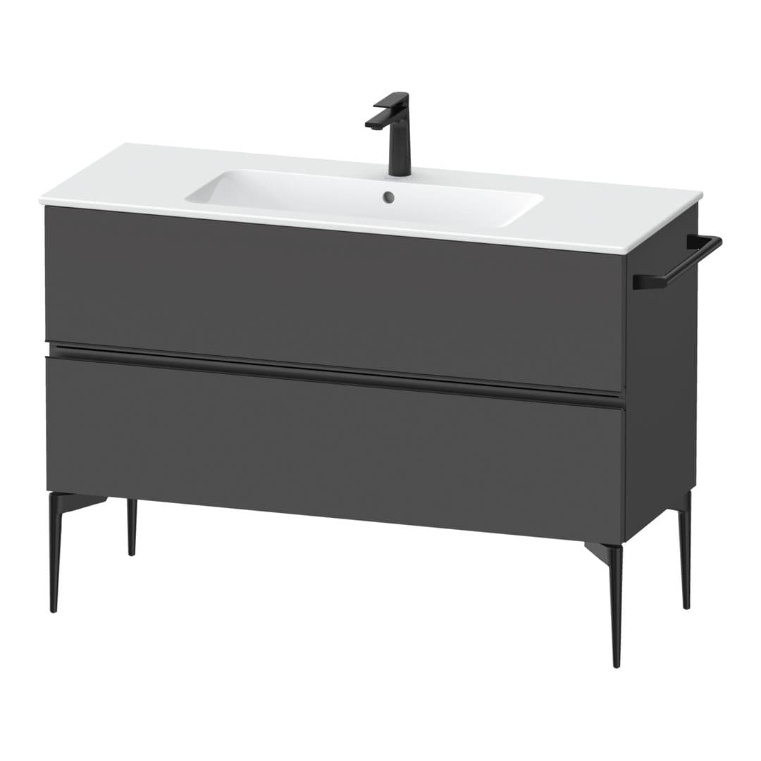 Duravit Sivida – Έπιπλο Νιπτήρα – 1210 mm, 2 συρτάρια, νιπτήρας κέντρο, 1210 x 477 x 591 mm, Diamond black Matt – Graphite Matt, Decor (SV46460BD490000)