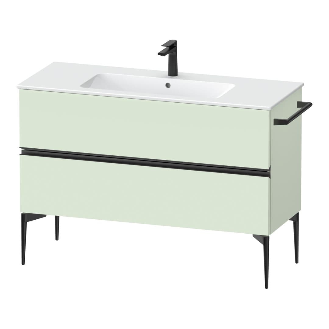 Duravit Sivida – Έπιπλο Νιπτήρα – 1210 mm, 2 συρτάρια, νιπτήρας κέντρο, 1210 x 477 x 591 mm, Diamond black Matt – Pale Green Matt, Decor (SV46460BDHH0000)