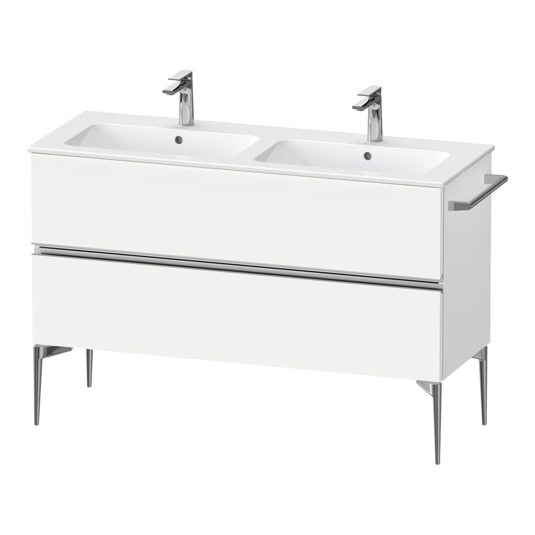 Duravit Sivida – Έπιπλο Νιπτήρα – 1280 mm, 2 συρτάρια, διπλός νιπτήρας, 1280 x 477 x 591 mm, Chrome Glossy – White Matt, Decor (SV4647010180000)