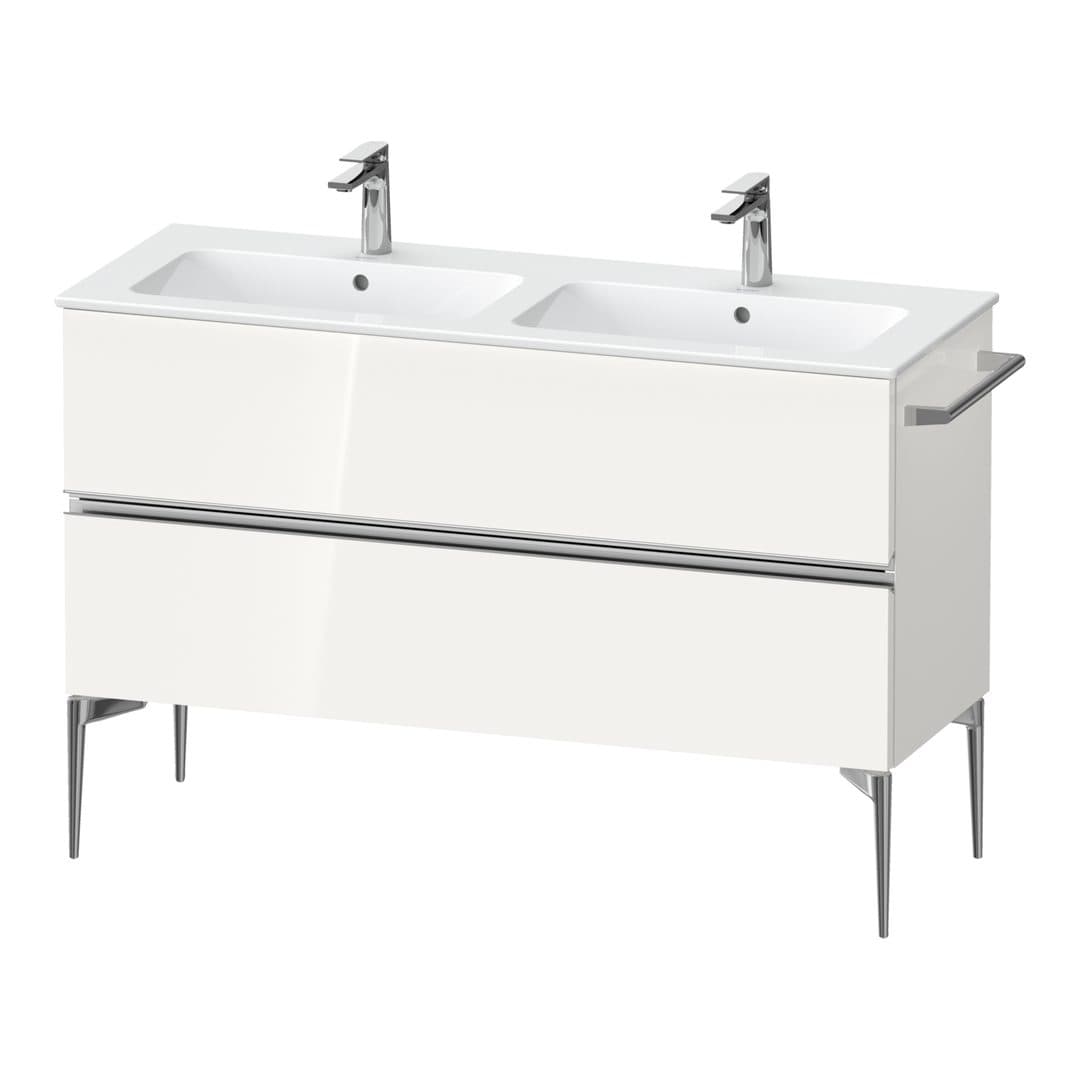 Duravit Sivida – Έπιπλο Νιπτήρα – 1280 mm, 2 συρτάρια, διπλός νιπτήρας, 1280 x 477 x 591 mm, Chrome Glossy – White High Gloss, Decor (SV4647010220000)