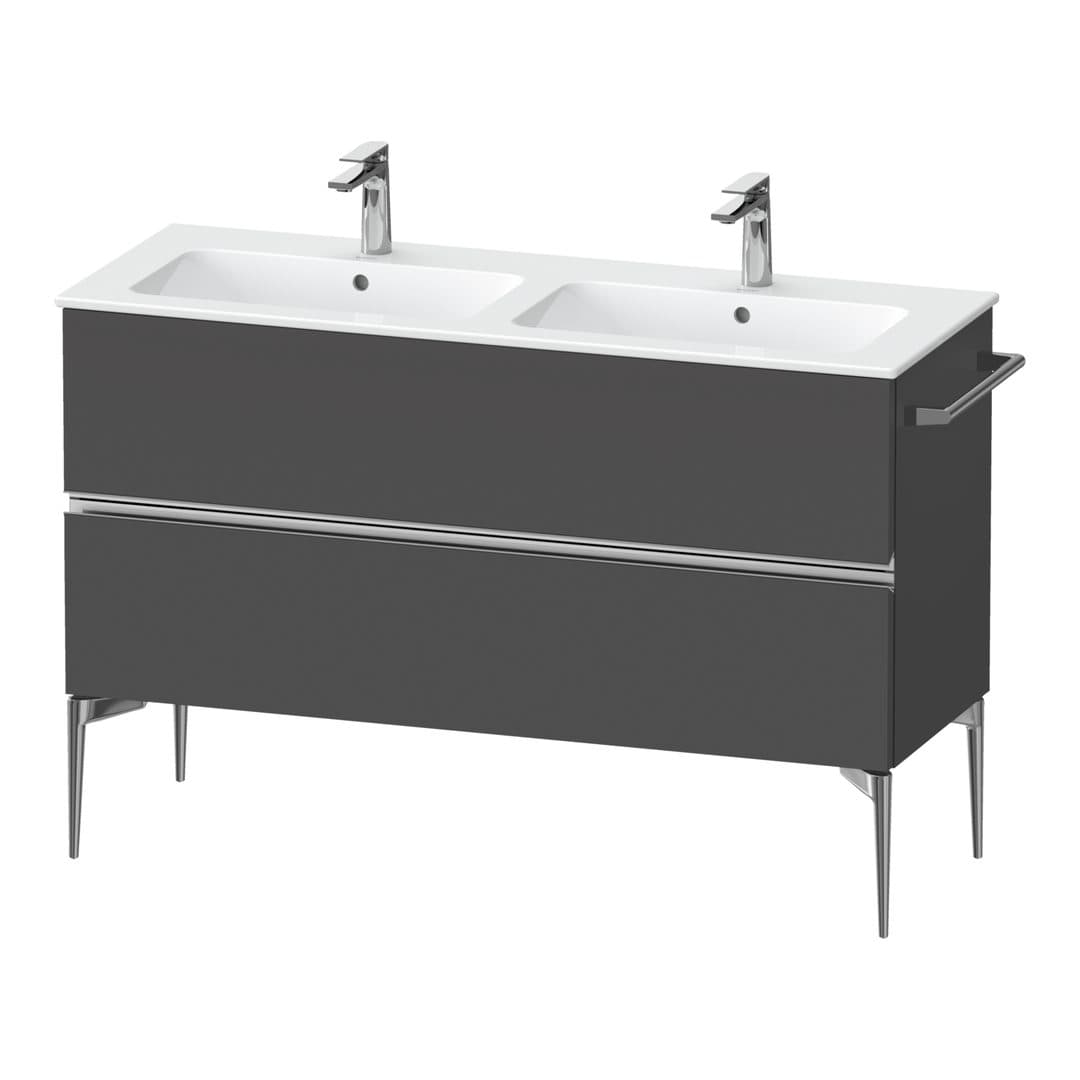 Duravit Sivida – Έπιπλο Νιπτήρα – 1280 mm, 2 συρτάρια, διπλός νιπτήρας, 1280 x 477 x 591 mm, Chrome Glossy – Graphite Matt, Decor (SV4647010490000)