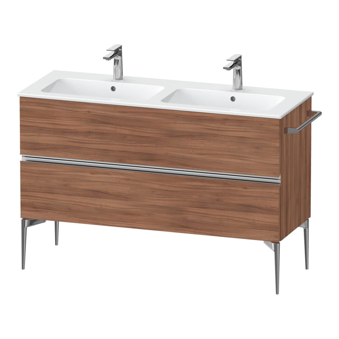 Duravit Sivida – Έπιπλο Νιπτήρα – 1280 mm, 2 συρτάρια, διπλός νιπτήρας, 1280 x 477 x 591 mm, Chrome Glossy – Walnut Matt, Decor (SV4647010790000)