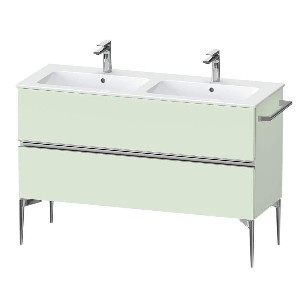 Duravit Sivida – Έπιπλο Νιπτήρα – 1280 mm, 2 συρτάρια, διπλός νιπτήρας, 1280 x 477 x 591 mm, Chrome Glossy – Pale Green Matt, Decor (SV4647010HH0000)