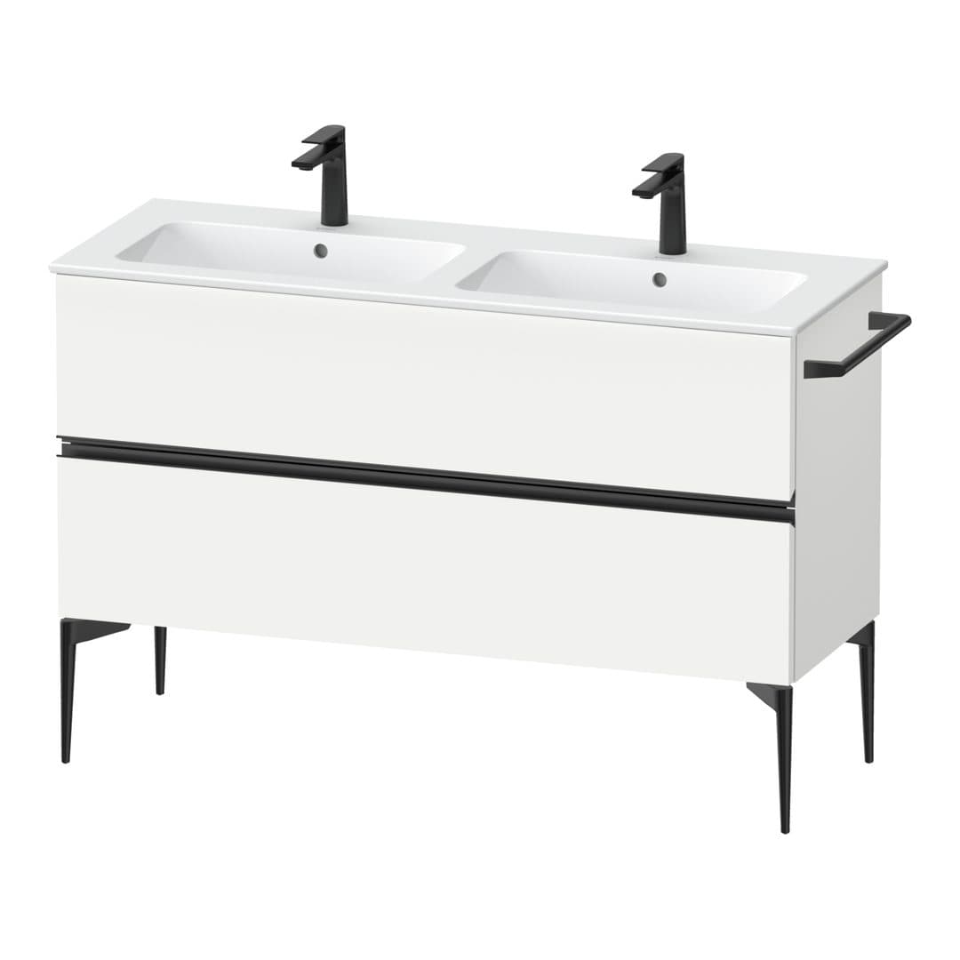 Duravit Sivida – Έπιπλο Νιπτήρα – 1280 mm, 2 συρτάρια, διπλός νιπτήρας, 1280 x 477 x 591 mm, Diamond black Matt – White Matt, Decor (SV46470BD180000)