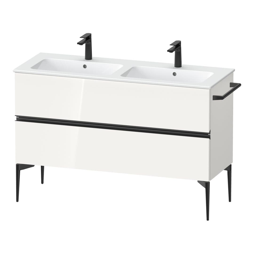 Duravit Sivida – Έπιπλο Νιπτήρα – 1280 mm, 2 συρτάρια, διπλός νιπτήρας, 1280 x 477 x 591 mm, Diamond black Matt – White High Gloss, Decor (SV46470BD220000)