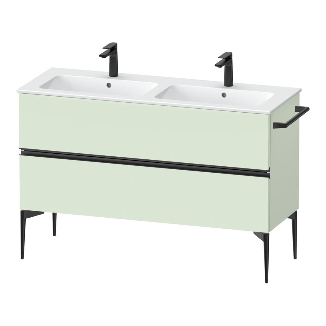 Duravit Sivida – Έπιπλο Νιπτήρα – 1280 mm, 2 συρτάρια, διπλός νιπτήρας, 1280 x 477 x 591 mm, Diamond black Matt – Pale Green Matt, Decor (SV46470BDHH0000)