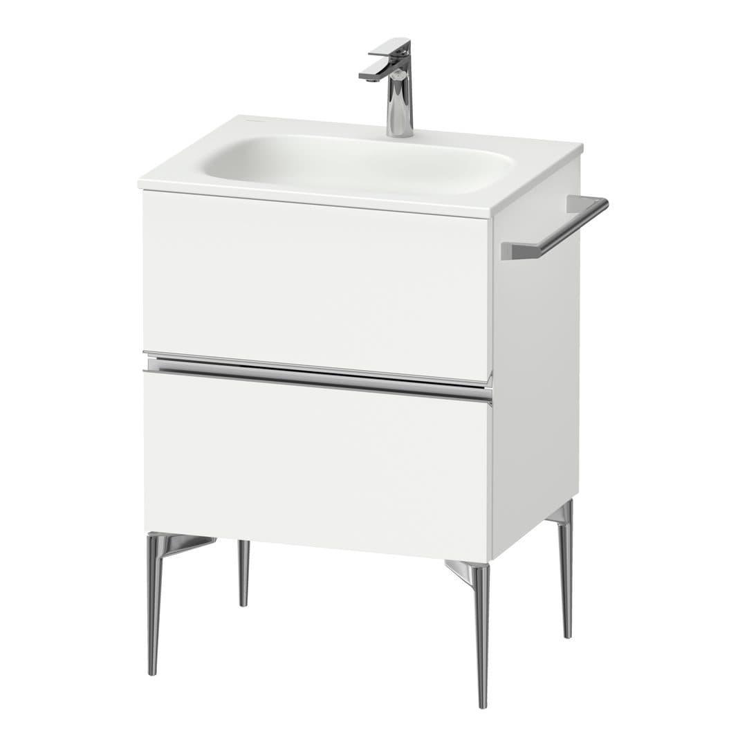 Duravit Sivida – Έπιπλο Νιπτήρα – 610 mm, 2 συρτάρια, νιπτήρας κέντρο, 610 x 477 x 592 mm, Chrome Glossy – White Matt, Decor (SV4650010180000)