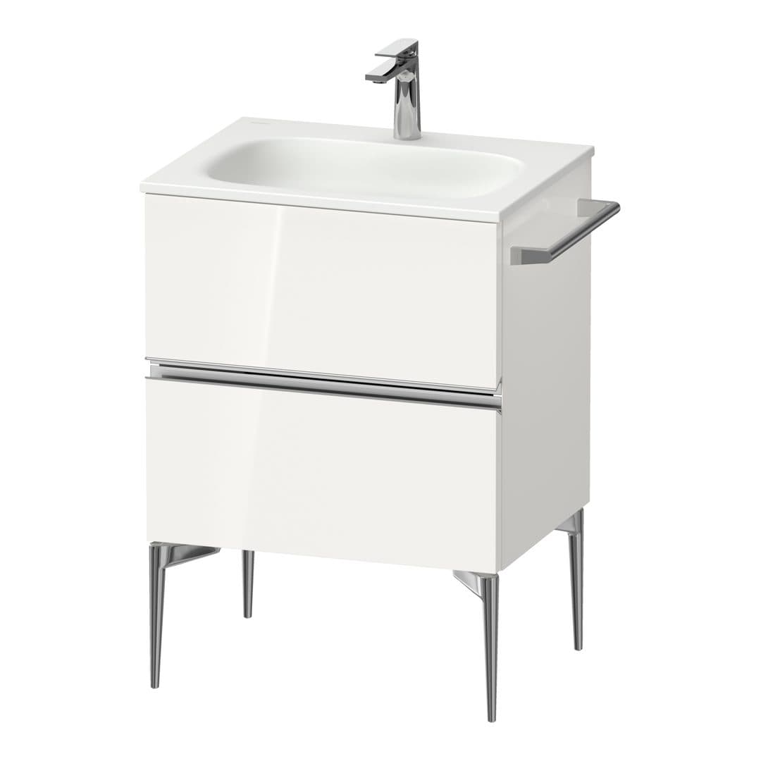Duravit Sivida – Έπιπλο Νιπτήρα – 610 mm, 2 συρτάρια, νιπτήρας κέντρο, 610 x 477 x 592 mm, Chrome Glossy – White High Gloss, Decor (SV4650010220000)