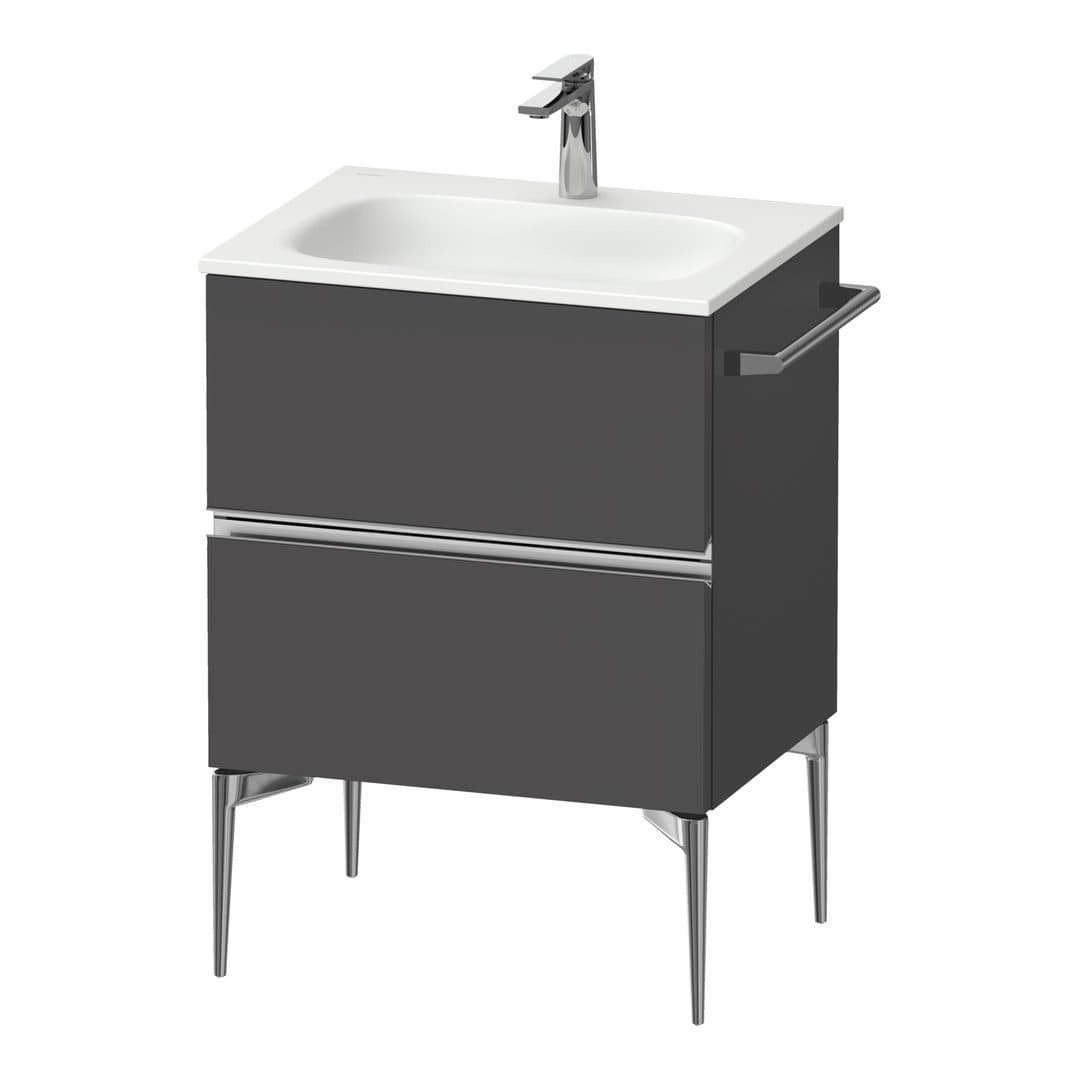 Duravit Sivida – Έπιπλο Νιπτήρα – 610 mm, 2 συρτάρια, νιπτήρας κέντρο, 610 x 477 x 592 mm, Chrome Glossy – Graphite Matt, Decor (SV4650010490000)