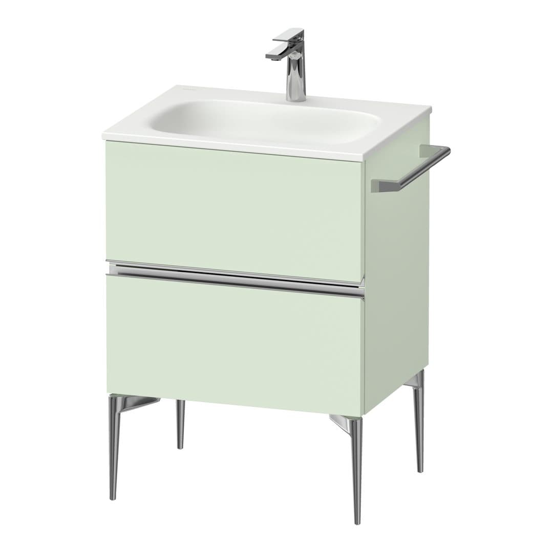 Duravit Sivida – Έπιπλο Νιπτήρα – 610 mm, 2 συρτάρια, νιπτήρας κέντρο, 610 x 477 x 592 mm, Chrome Glossy – Pale Green Matt, Decor (SV4650010HH0000)