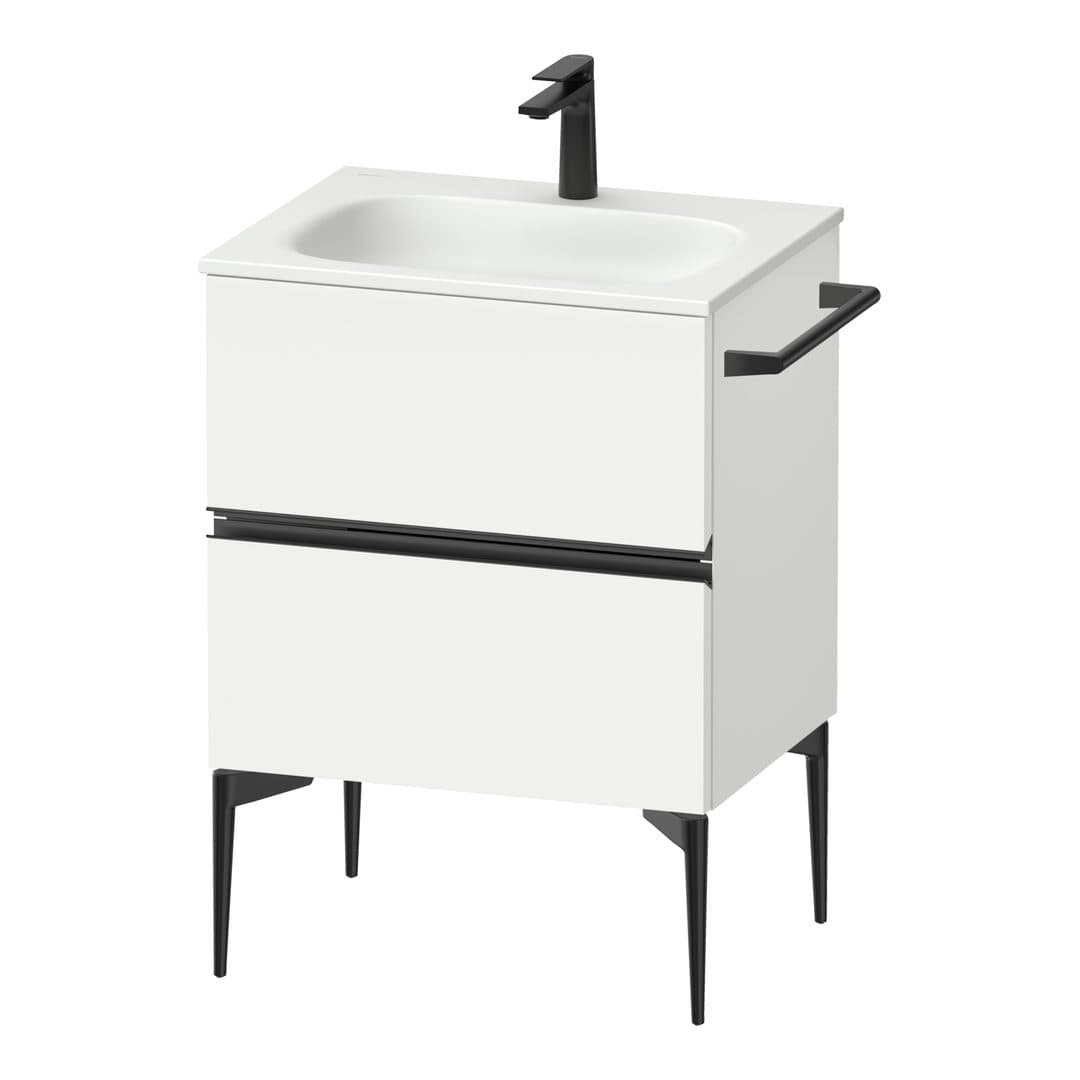 Duravit Sivida – Έπιπλο Νιπτήρα – 610 mm, 2 συρτάρια, νιπτήρας κέντρο, 610 x 477 x 592 mm, Diamond black Matt – White Matt, Decor (SV46500BD180000)