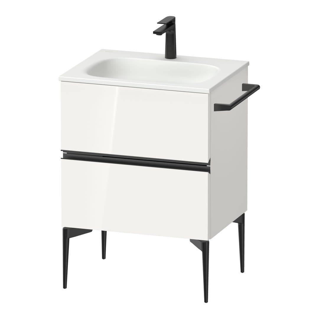 Duravit Sivida – Έπιπλο Νιπτήρα – 610 mm, 2 συρτάρια, νιπτήρας κέντρο, 610 x 477 x 592 mm, Diamond black Matt – White High Gloss, Decor (SV46500BD220000)