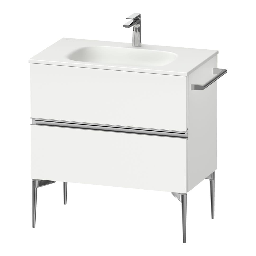 Duravit Sivida – Έπιπλο Νιπτήρα – 810 mm, 2 συρτάρια, νιπτήρας κέντρο, 810 x 477 x 592 mm, Chrome Glossy – White Matt, Decor (SV4651010180000)