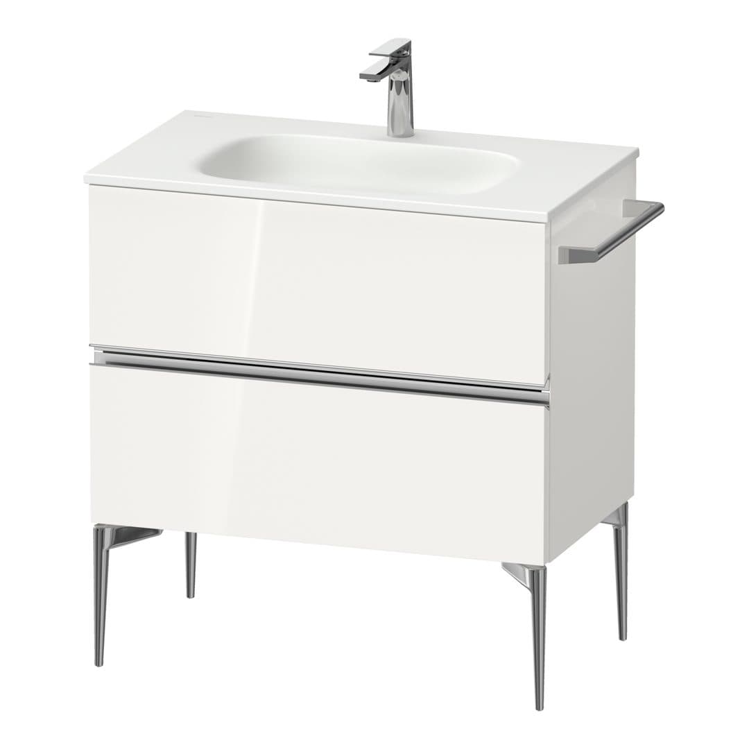 Duravit Sivida – Έπιπλο Νιπτήρα – 810 mm, 2 συρτάρια, νιπτήρας κέντρο, 810 x 477 x 592 mm, Chrome Glossy – White High Gloss, Decor (SV4651010220000)
