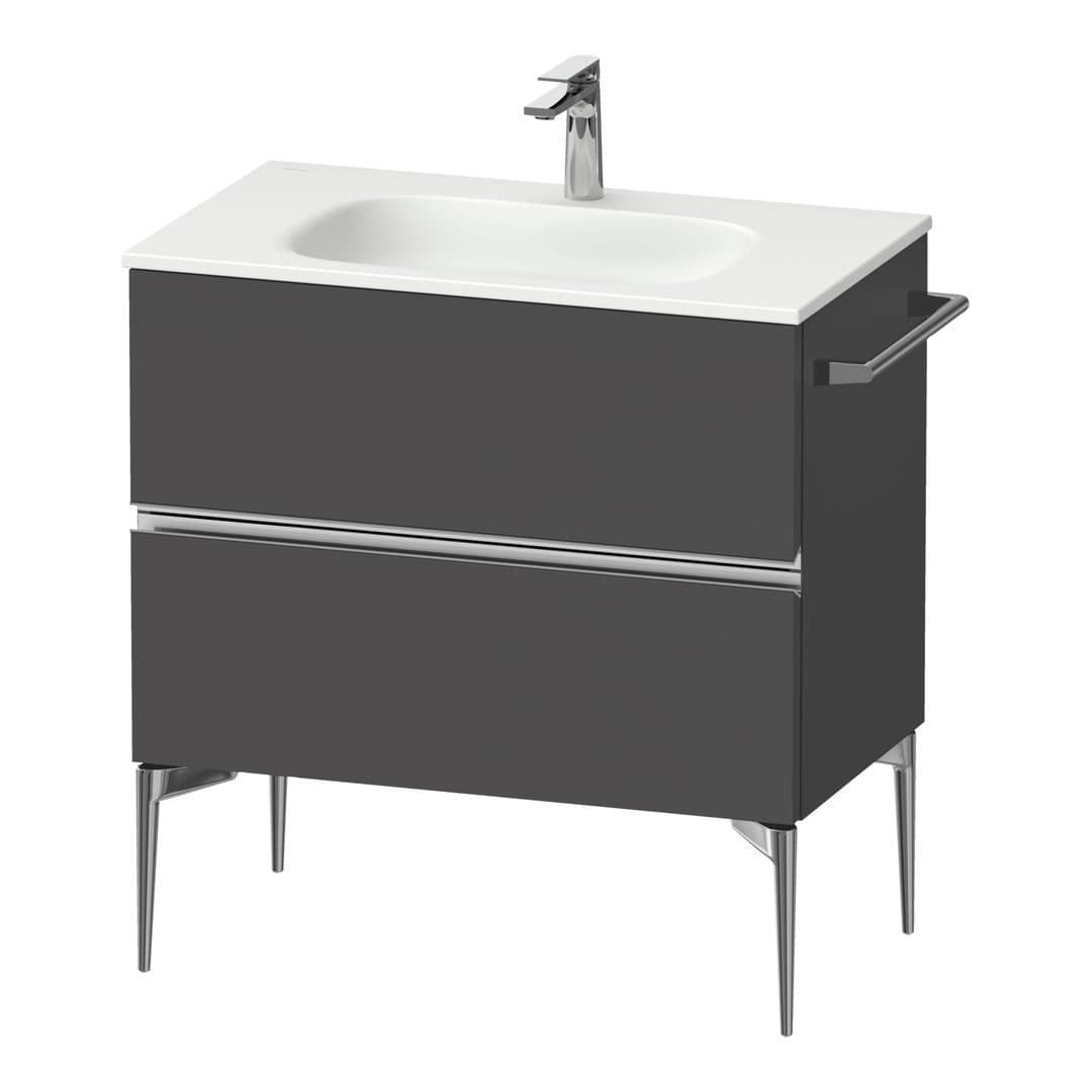 Duravit Sivida – Έπιπλο Νιπτήρα – 810 mm, 2 συρτάρια, νιπτήρας κέντρο, 810 x 477 x 592 mm, Chrome Glossy – Graphite Matt, Decor (SV4651010490000)