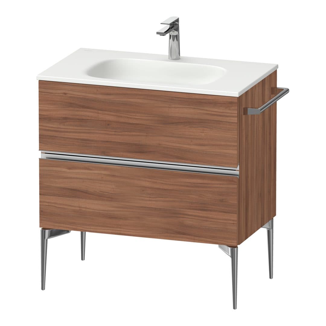 Duravit Sivida – Έπιπλο Νιπτήρα – 810 mm, 2 συρτάρια, νιπτήρας κέντρο, 810 x 477 x 592 mm, Chrome Glossy – Walnut Matt, Decor (SV4651010790000)