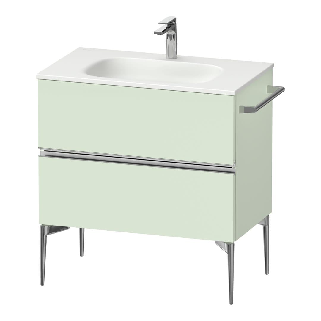 Duravit Sivida – Έπιπλο Νιπτήρα – 810 mm, 2 συρτάρια, νιπτήρας κέντρο, 810 x 477 x 592 mm, Chrome Glossy – Pale Green Matt, Decor (SV4651010HH0000)