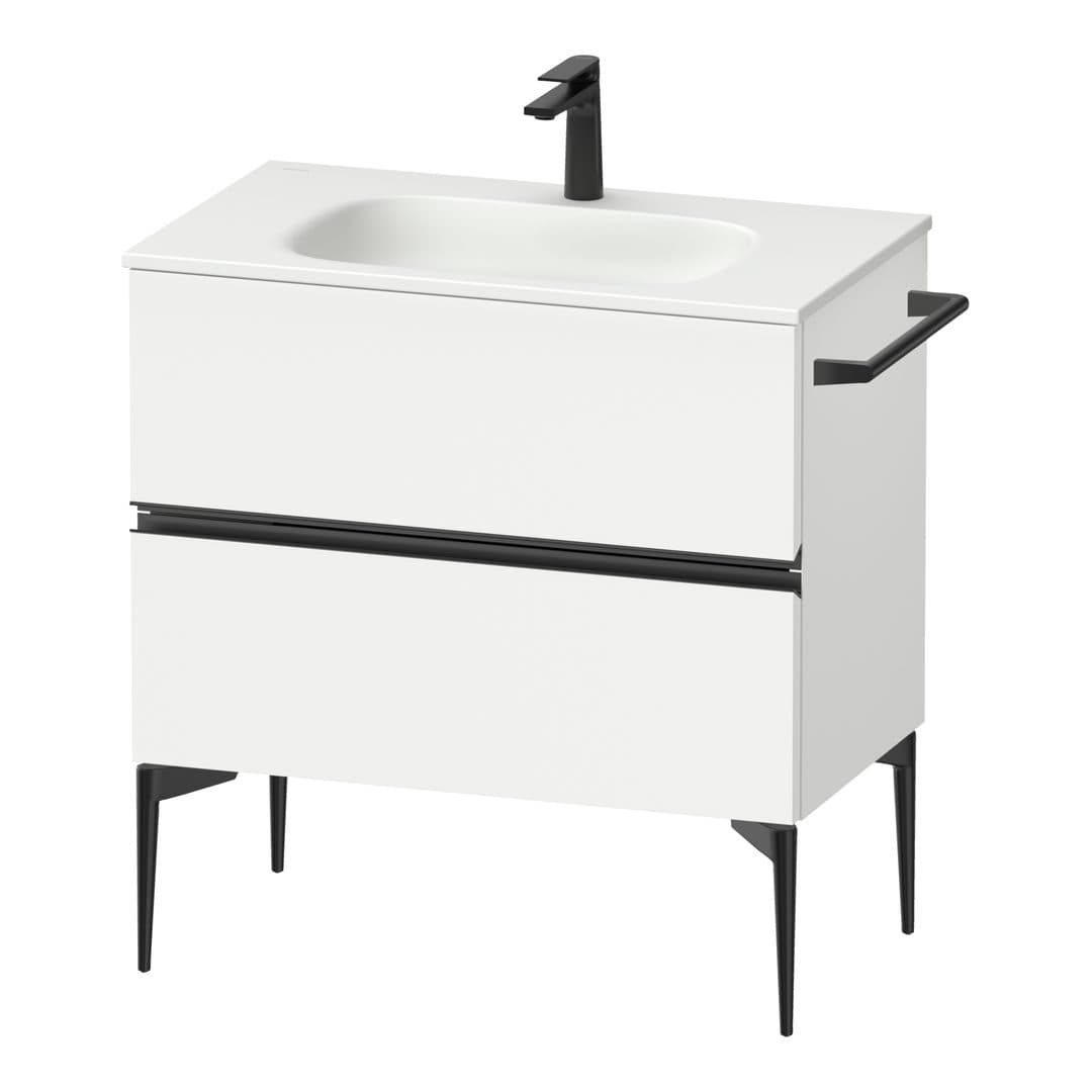 Duravit Sivida – Έπιπλο Νιπτήρα – 810 mm, 2 συρτάρια, νιπτήρας κέντρο, 810 x 477 x 592 mm, Diamond black Matt – White Matt, Decor (SV46510BD180000)