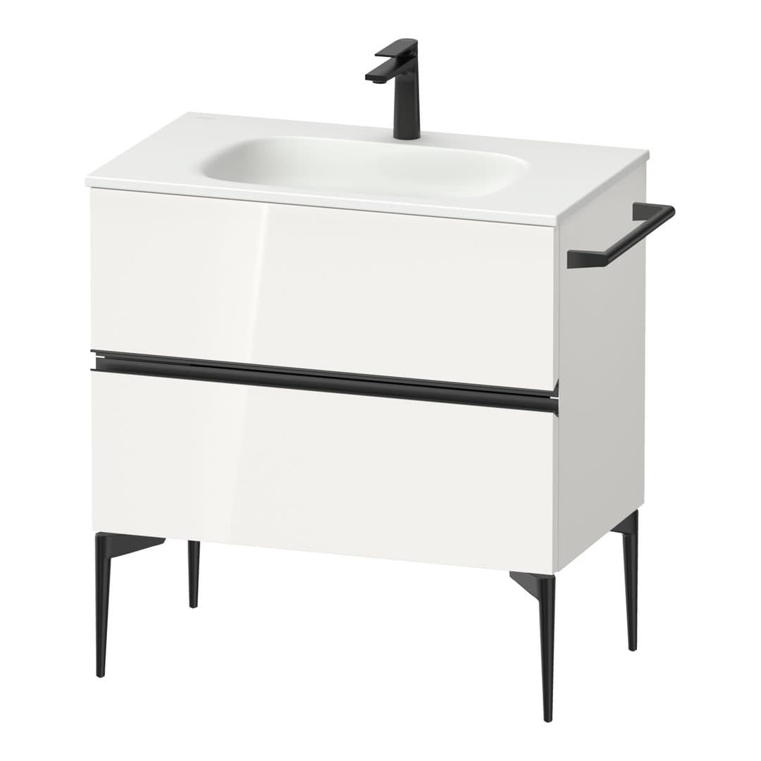 Duravit Sivida – Έπιπλο Νιπτήρα – 810 mm, 2 συρτάρια, νιπτήρας κέντρο, 810 x 477 x 592 mm, Diamond black Matt – White High Gloss, Decor (SV46510BD220000)