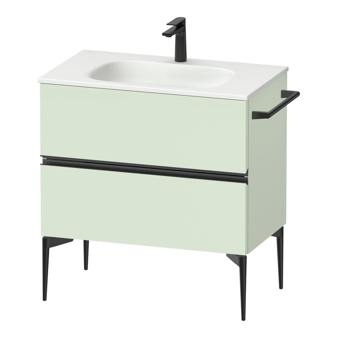 Duravit Sivida – Έπιπλο Νιπτήρα – 810 mm, 2 συρτάρια, νιπτήρας κέντρο, 810 x 477 x 592 mm, Diamond black Matt – Pale Green Matt, Decor (SV46510BDHH0000)