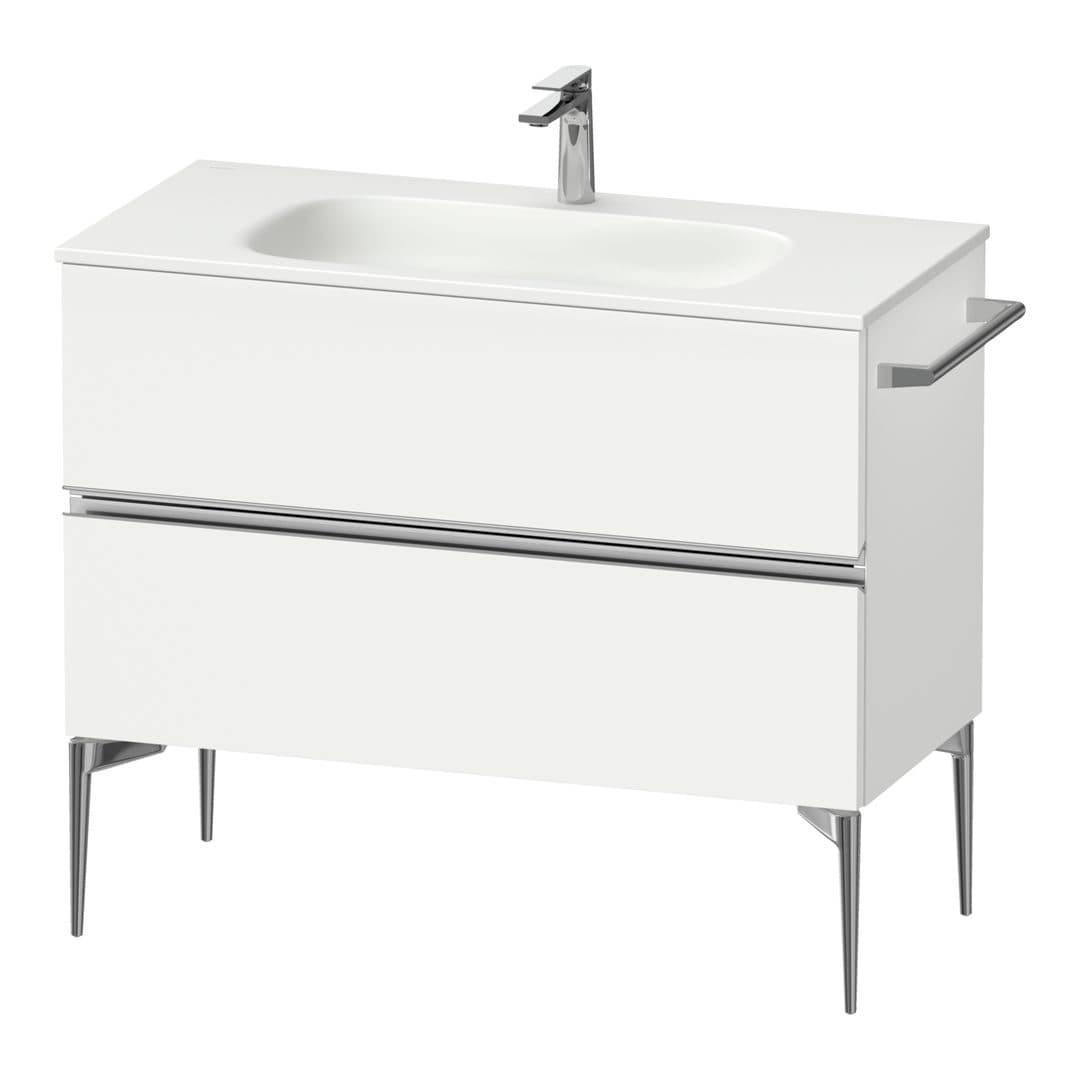 Duravit Sivida – Έπιπλο Νιπτήρα – 1010 mm, 2 συρτάρια, νιπτήρας κέντρο, 1010 x 477 x 592 mm, Chrome Glossy – White Matt, Decor (SV4652010180000)