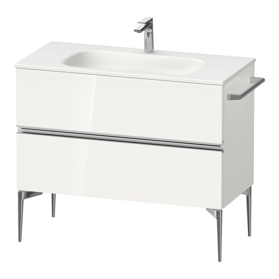 Duravit Sivida – Έπιπλο Νιπτήρα – 1010 mm, 2 συρτάρια, νιπτήρας κέντρο, 1010 x 477 x 592 mm, Chrome Glossy – White High Gloss, Decor (SV4652010220000)