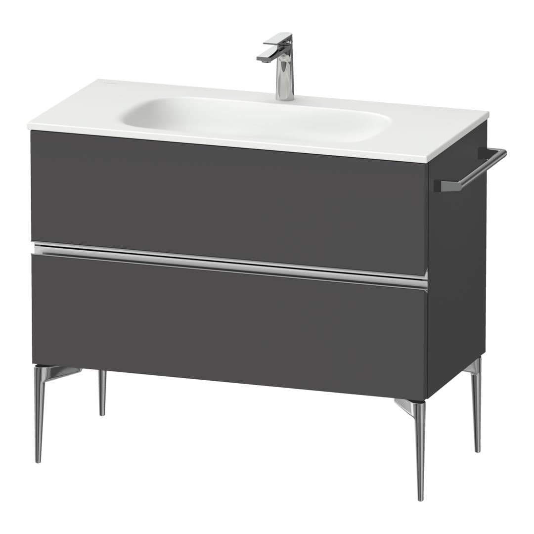 Duravit Sivida – Έπιπλο Νιπτήρα – 1010 mm, 2 συρτάρια, νιπτήρας κέντρο, 1010 x 477 x 592 mm, Chrome Glossy – Graphite Matt, Decor (SV4652010490000)