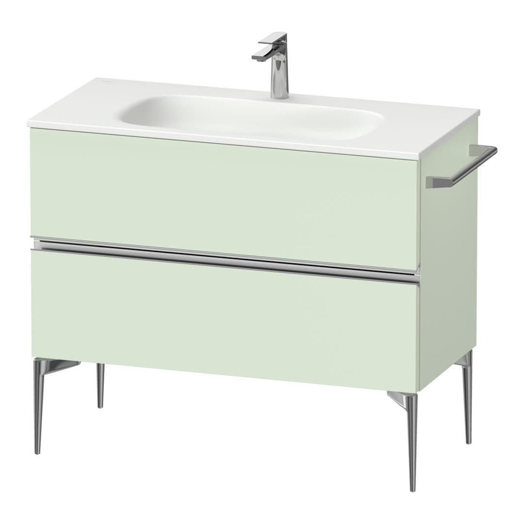 Duravit Sivida – Έπιπλο Νιπτήρα – 1010 mm, 2 συρτάρια, νιπτήρας κέντρο, 1010 x 477 x 592 mm, Chrome Glossy – Pale Green Matt, Decor (SV4652010HH0000)