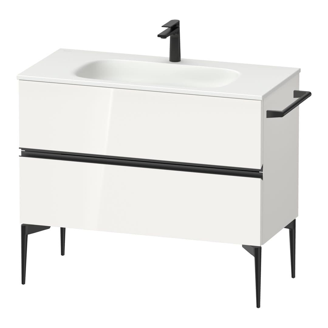 Duravit Sivida – Έπιπλο Νιπτήρα – 1010 mm, 2 συρτάρια, νιπτήρας κέντρο, 1010 x 477 x 592 mm, Diamond black Matt – White High Gloss, Decor (SV46520BD220000)